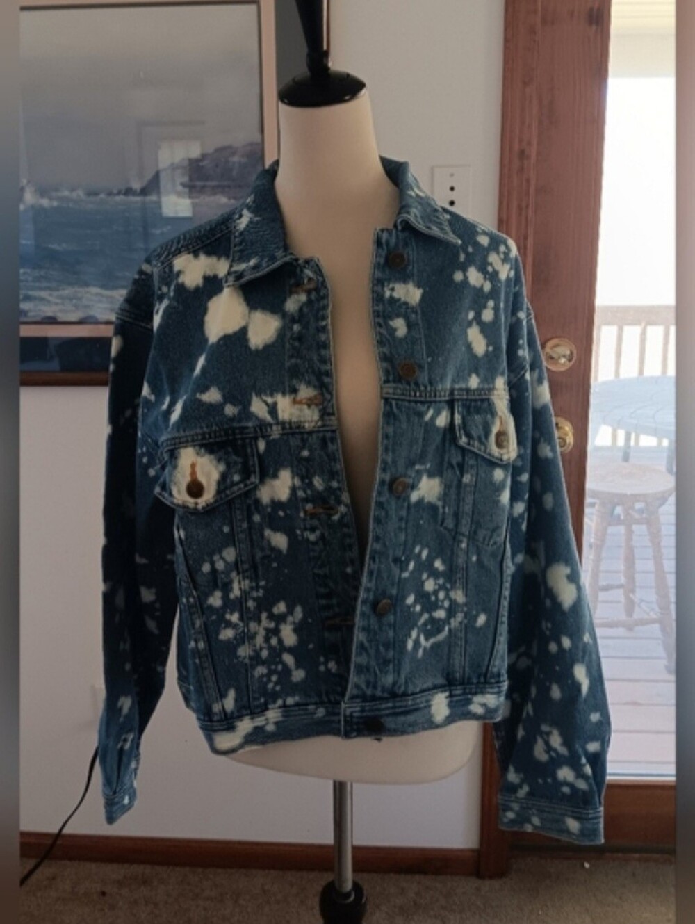 Eddie Bauer Blue White Acid Wash Jean Jacket NWT Urban Streetwear - Picture 5 of 5